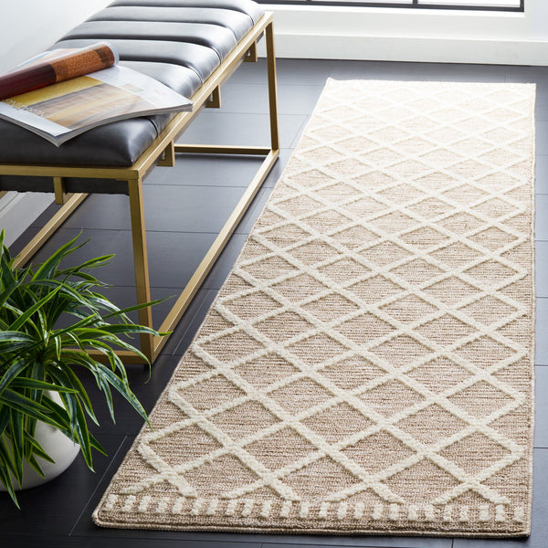 Safavieh Easy Contemporary Geometric Lattice Area Rug – Elegant, Durable, Easy-care Design For Modern Spaces Beige ,Ivory Polyester Ecr116b-212