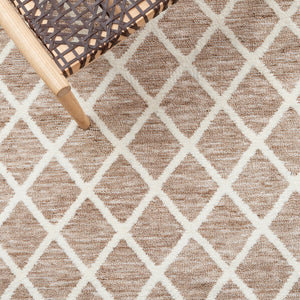Safavieh Easy Contemporary Geometric Lattice Area Rug – Elegant, Durable, Easy-care Design For Modern Spaces Beige ,Ivory Polyester Ecr116b-212