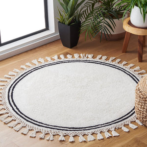 Safavieh Easy Care Handcrafted Area Rug - Luxurious Cotton Design With Elegant Tassel, Washable & Durable Ivory Cotton Ecr201a-7r