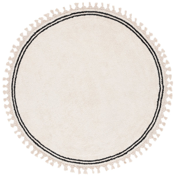 Safavieh Easy Care Handcrafted Area Rug - Luxurious Cotton Design With Elegant Tassel, Washable & Durable Ivory Cotton Ecr201a-7r