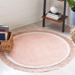 Safavieh Easy Care Exquisite Hand-woven Area Rug For Elegant Home Decor, Soft Cotton, Washable Convenience Pink ,Ivory Cotton Ecr204u-8r