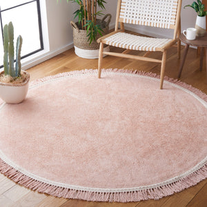 Safavieh Easy Care Exquisite Hand-woven Area Rug For Elegant Home Decor, Soft Cotton, Washable Convenience Pink ,Ivory Cotton Ecr204u-8r