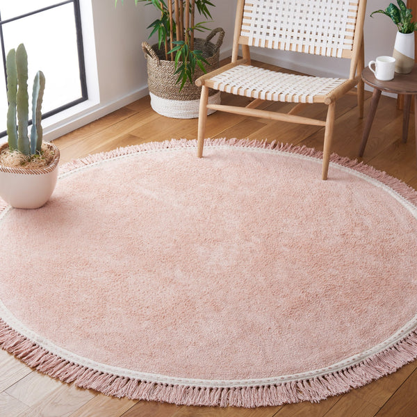 Safavieh Easy Care Exquisite Hand-woven Area Rug For Elegant Home Decor, Soft Cotton, Washable Convenience Pink ,Ivory Cotton Ecr204u-8r