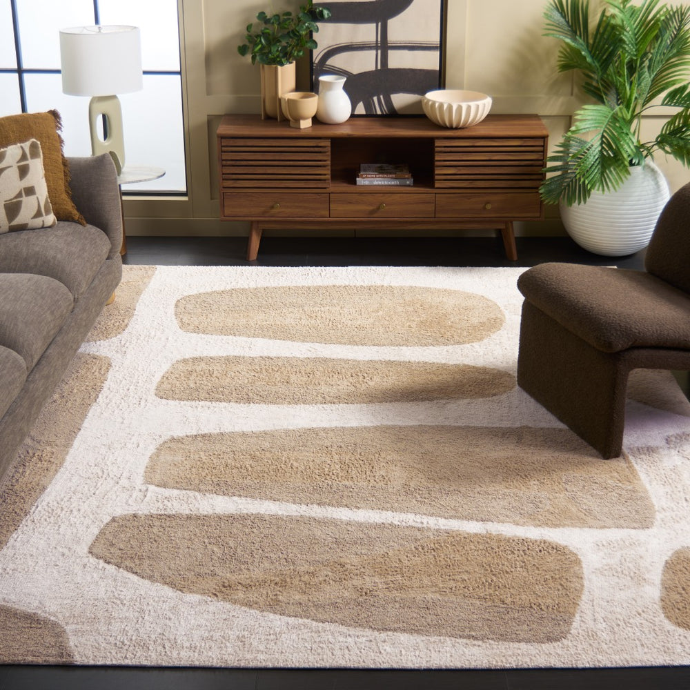 Safavieh Easy Modern Area Rug - Eco-friendly, Plush Texture With Abstract Pattern For Contemporary Spaces Beige ,Ivory Recycled Cotton Ecr209b-3