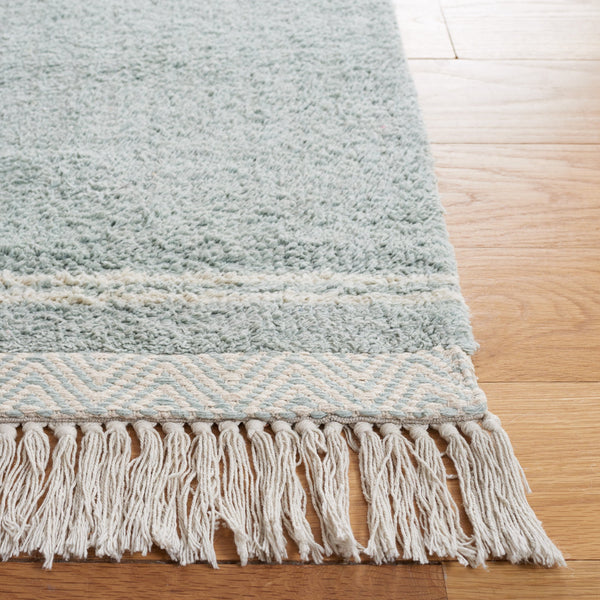 Safavieh Easy Handwoven Cotton Rug - Elegant Light Blue And Ivory Design With Tassel For Any Home Decor Light Blue ,Ivory Cotton Ecr211j-8r