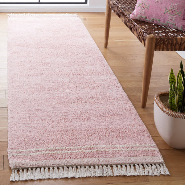 Safavieh Easy Handwoven Cotton Rug - Elegant Light Blue And Ivory Design With Tassel For Any Home Decor Pink ,Ivory Cotton Ecr211u-4r