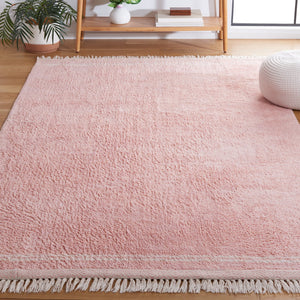 Safavieh Easy Handwoven Cotton Rug - Elegant Light Blue And Ivory Design With Tassel For Any Home Decor Pink ,Ivory Cotton Ecr211u-4r