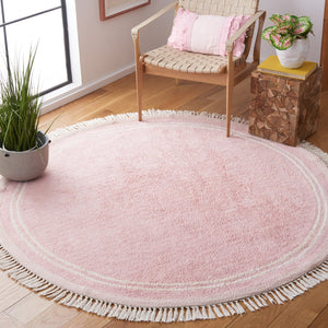 Safavieh Easy Handwoven Cotton Rug - Elegant Light Blue And Ivory Design With Tassel For Any Home Decor Pink ,Ivory Cotton Ecr211u-4r