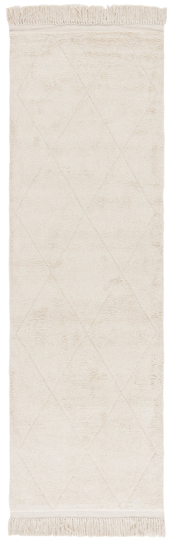 Safavieh Easy Care Hand-woven Cotton Area Rug With Diamond Pattern And Fringe Detail For Timeless Decor Ivory Recyclyed Cotton Pile Ecr213a-6sq