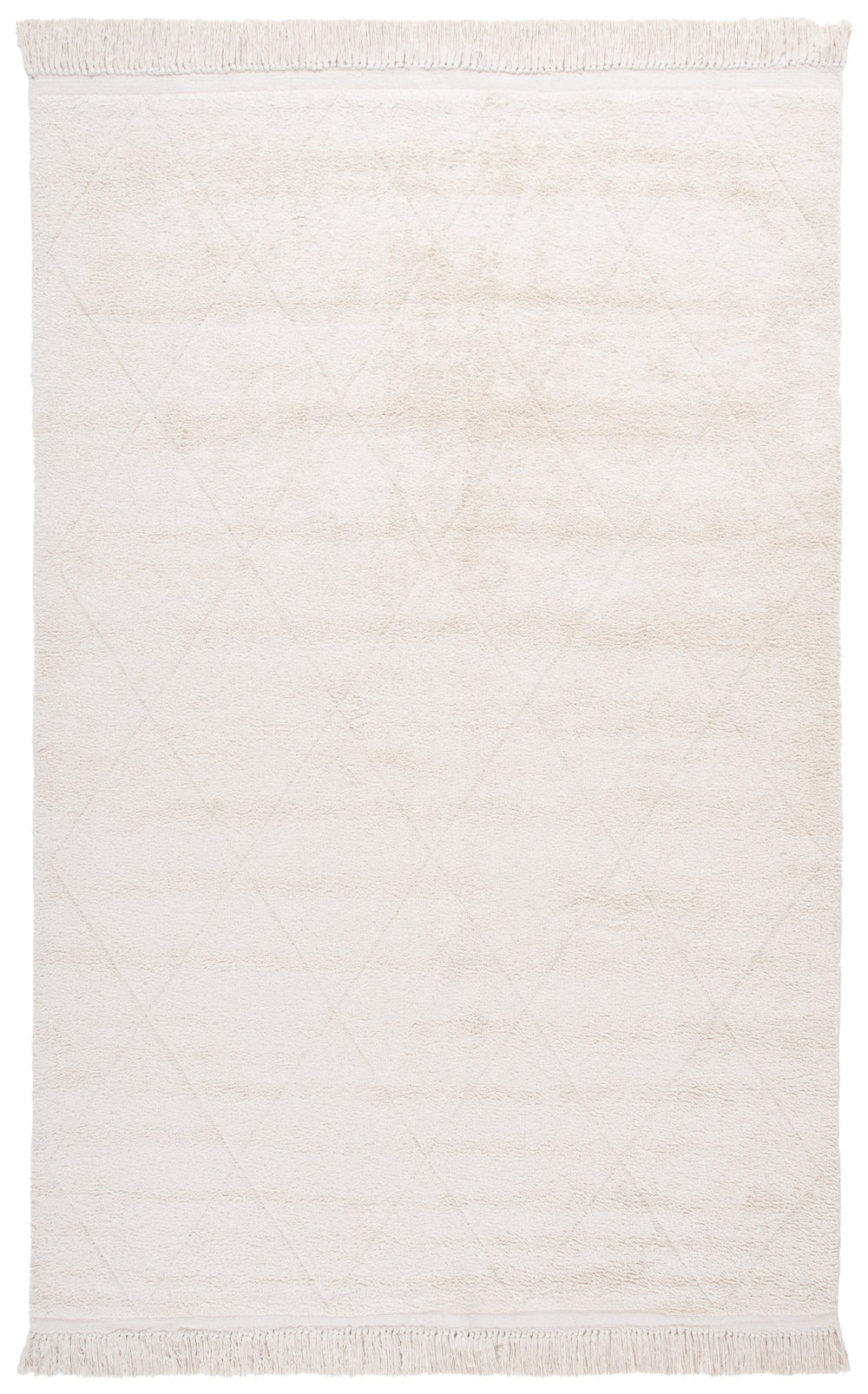 Safavieh Easy Care Hand-woven Cotton Area Rug With Diamond Pattern And Fringe Detail For Timeless Decor Ivory Recyclyed Cotton Pile Ecr213a-6sq