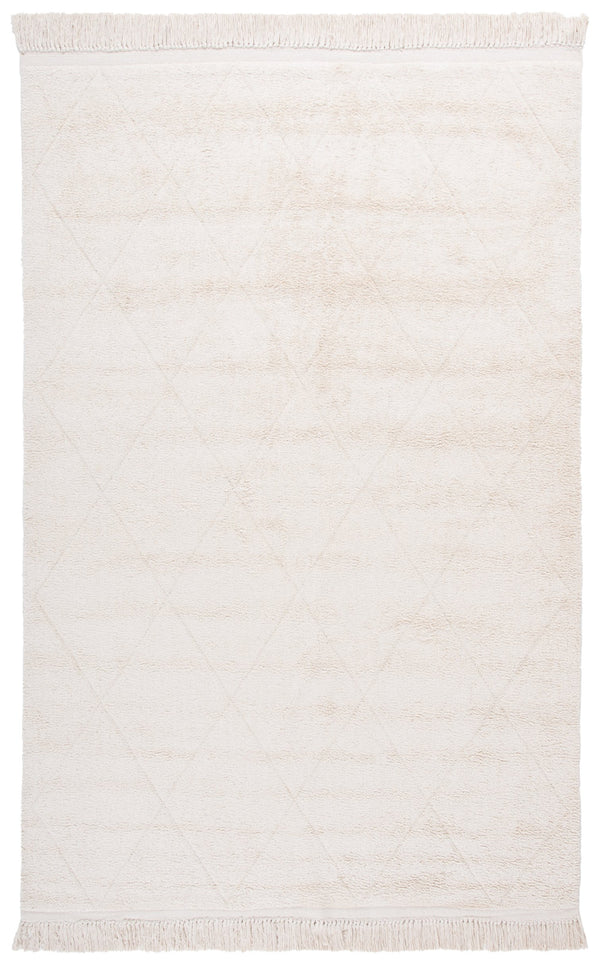 Safavieh Easy Care Hand-woven Cotton Area Rug With Diamond Pattern And Fringe Detail For Timeless Decor Ivory Recyclyed Cotton Pile Ecr213a-6sq