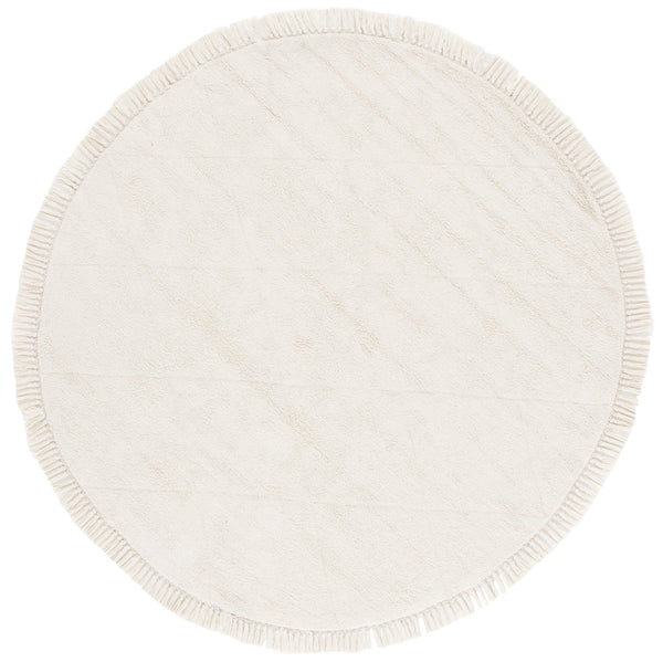 Safavieh Easy Care Hand-woven Cotton Area Rug With Diamond Pattern And Fringe Detail For Timeless Decor Ivory Recyclyed Cotton Pile Ecr213a-6sq