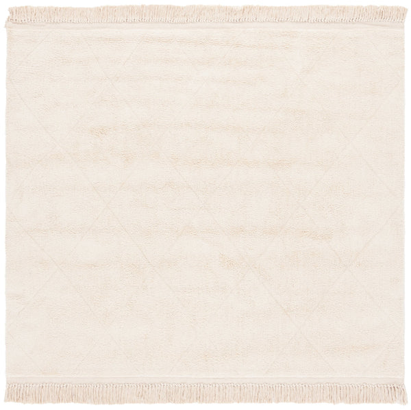 Safavieh Easy Care Hand-woven Cotton Area Rug With Diamond Pattern And Fringe Detail For Timeless Decor Ivory Recyclyed Cotton Pile Ecr213a-6sq