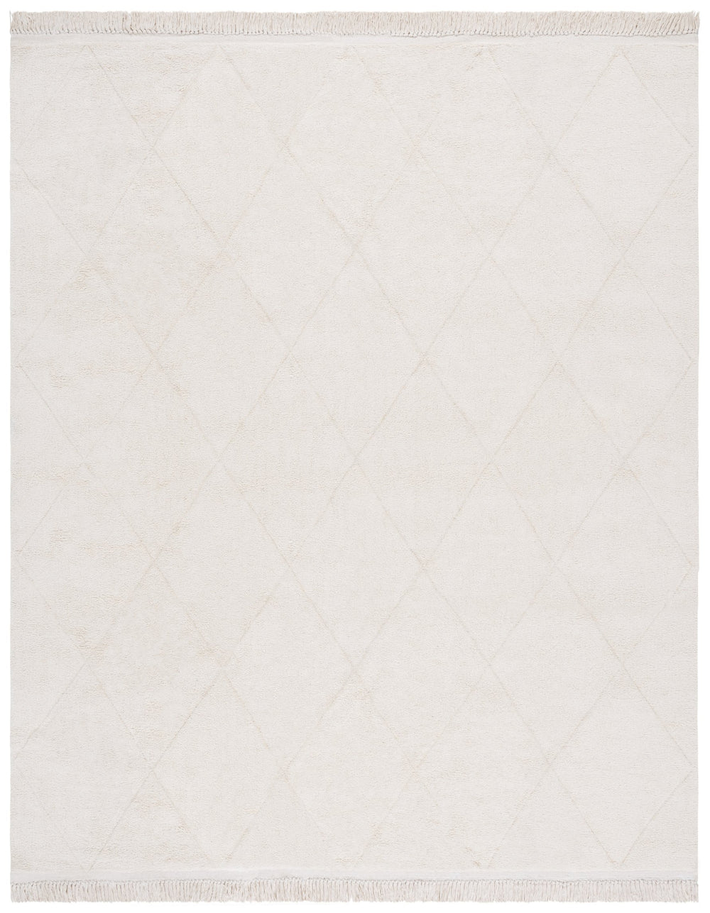Safavieh Easy Care Hand-woven Cotton Area Rug With Diamond Pattern And Fringe Detail For Timeless Decor Ivory Recyclyed Cotton Pile Ecr213a-6sq