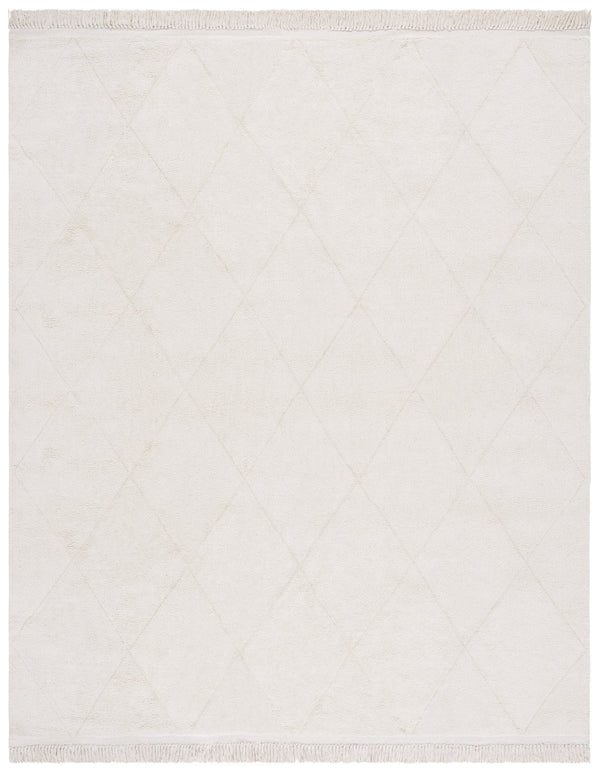 Safavieh Easy Care Hand-woven Cotton Area Rug With Diamond Pattern And Fringe Detail For Timeless Decor Ivory Recyclyed Cotton Pile Ecr213a-6sq