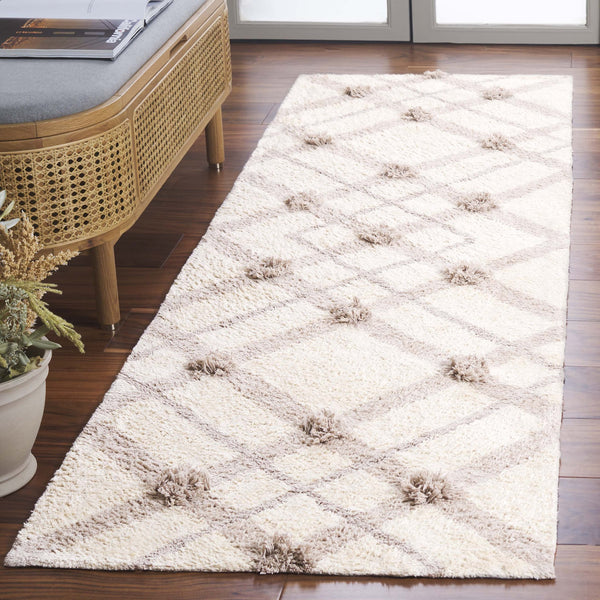 Safavieh Easy Care 6' Square Area Rug - Handwoven Sustainable Luxury With Chic Lattice Design For Modern Homes Ivory ,Beige Recyclyed Cotton Pile Ecr215a-6