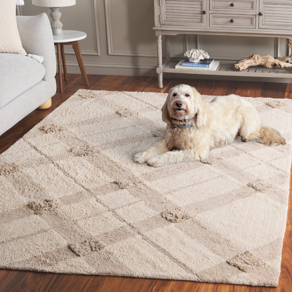 Safavieh Easy Care 6' Square Area Rug - Handwoven Sustainable Luxury With Chic Lattice Design For Modern Homes Ivory ,Beige Recyclyed Cotton Pile Ecr215a-6