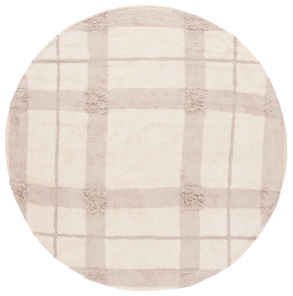 Safavieh Easy Care 6' Square Area Rug - Handwoven Sustainable Luxury With Chic Lattice Design For Modern Homes Ivory ,Beige Recyclyed Cotton Pile Ecr215a-6