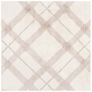Safavieh Easy Care 6' Square Area Rug - Handwoven Sustainable Luxury With Chic Lattice Design For Modern Homes Ivory ,Beige Recyclyed Cotton Pile Ecr215a-6