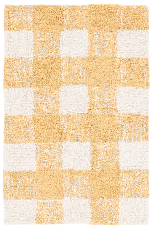 Safavieh Easy Handwoven Area Rug - Sustainable Modern Elegance With Unique Geometric Design For Your Home Ivory ,Gold Recyclyed Cotton Pile Ecr216d-28