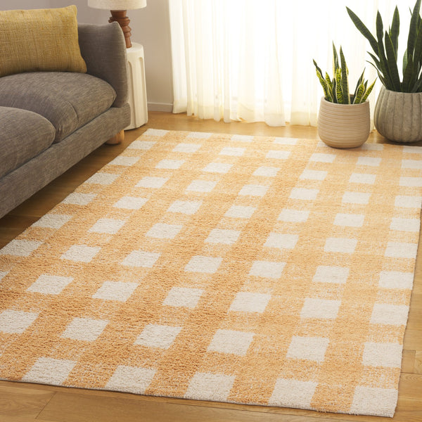 Safavieh Easy Handwoven Area Rug - Sustainable Modern Elegance With Unique Geometric Design For Your Home Ivory ,Gold Recyclyed Cotton Pile Ecr216d-28