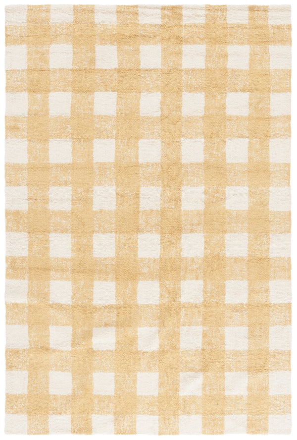 Safavieh Easy Handwoven Area Rug - Sustainable Modern Elegance With Unique Geometric Design For Your Home Ivory ,Gold Recyclyed Cotton Pile Ecr216d-28