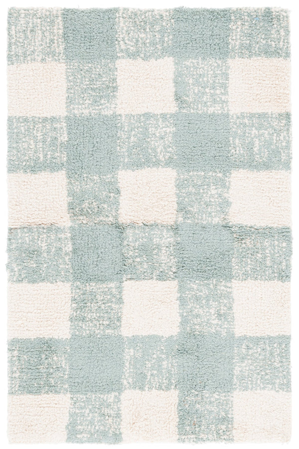 Safavieh Easy Handwoven Area Rug - Sustainable Modern Elegance With Unique Geometric Design For Your Home Ivory ,Teal Recyclyed Cotton Pile Ecr216j-3