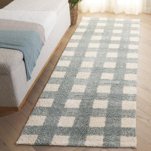 Safavieh Easy Handwoven Area Rug - Sustainable Modern Elegance With Unique Geometric Design For Your Home Ivory ,Teal Recyclyed Cotton Pile Ecr216j-3