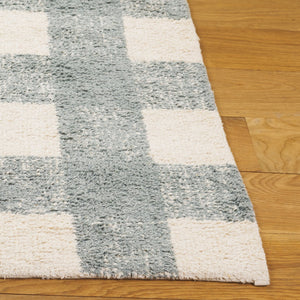 Safavieh Easy Handwoven Area Rug - Sustainable Modern Elegance With Unique Geometric Design For Your Home Ivory ,Teal Recyclyed Cotton Pile Ecr216j-3