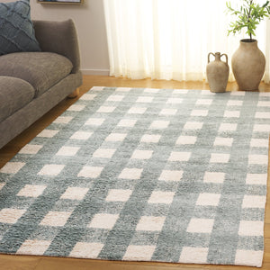 Safavieh Easy Handwoven Area Rug - Sustainable Modern Elegance With Unique Geometric Design For Your Home Ivory ,Teal Recyclyed Cotton Pile Ecr216j-3