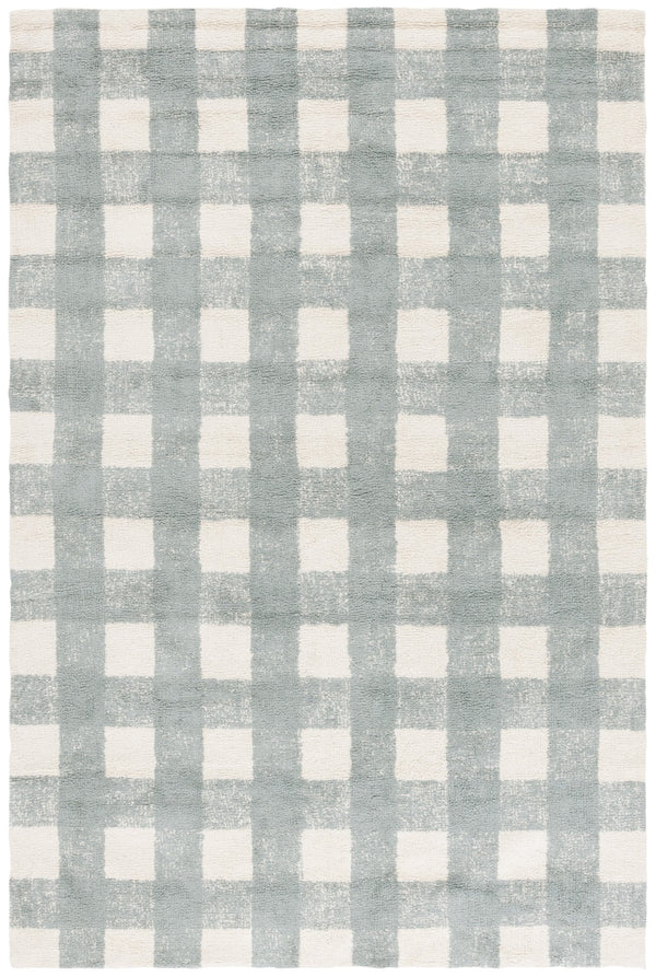 Safavieh Easy Handwoven Area Rug - Sustainable Modern Elegance With Unique Geometric Design For Your Home Ivory ,Teal Recyclyed Cotton Pile Ecr216j-3