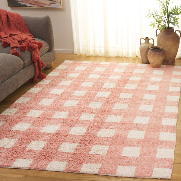 Safavieh Easy Handwoven Area Rug - Sustainable Modern Elegance With Unique Geometric Design For Your Home Ivory ,Rust Recyclyed Cotton Pile Ecr216p-8