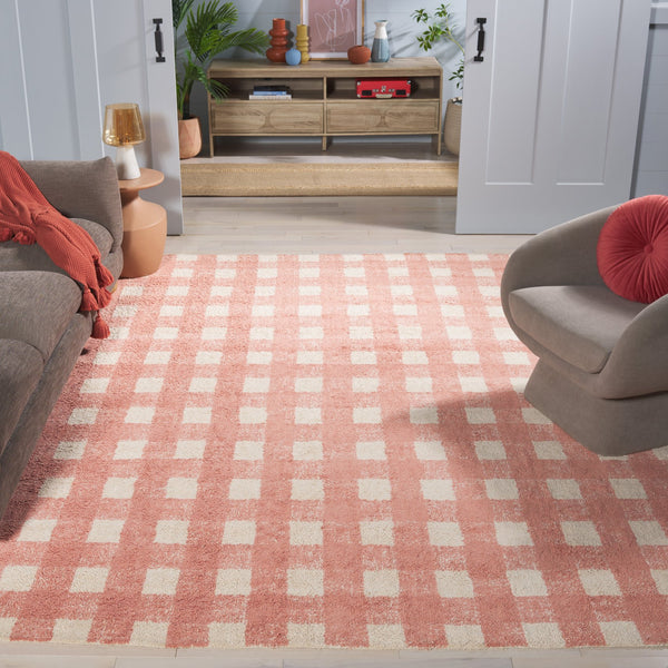 Safavieh Easy Handwoven Area Rug - Sustainable Modern Elegance With Unique Geometric Design For Your Home Ivory ,Rust Recyclyed Cotton Pile Ecr216p-8