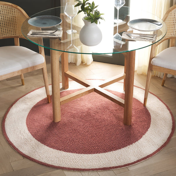 Safavieh Easy Care Artisan-crafted Area Rug - Sustainable Recycled Cotton, Hand-tufted Elegance For Home Ivory ,Rust Recycled Cotton Ecr220p-3r