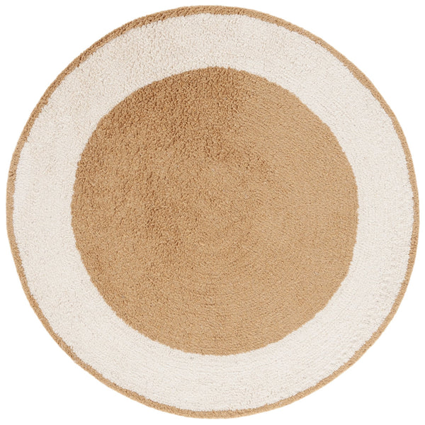 Safavieh Easy Care Artisan-crafted Area Rug - Sustainable Recycled Cotton, Hand-tufted Elegance For Home Ivory ,Light Brown Recycled Cotton Ecr220t-5r