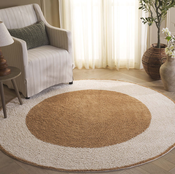Safavieh Easy Care Artisan-crafted Area Rug - Sustainable Recycled Cotton, Hand-tufted Elegance For Home Ivory ,Light Brown Recycled Cotton Ecr220t-5r