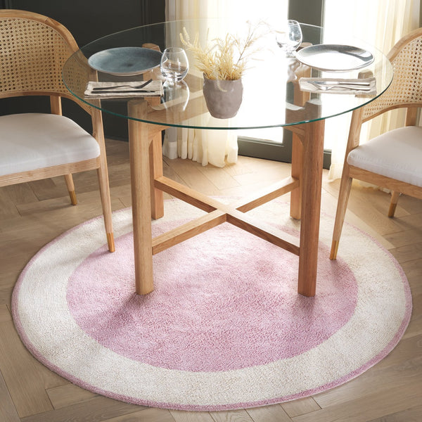 Safavieh Easy Care Artisan-crafted Area Rug - Sustainable Recycled Cotton, Hand-tufted Elegance For Home Ivory ,Pink Recycled Cotton Ecr220u-5r