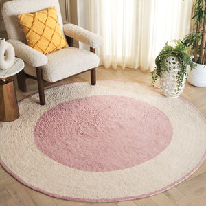 Safavieh Easy Care Artisan-crafted Area Rug - Sustainable Recycled Cotton, Hand-tufted Elegance For Home Ivory ,Pink Recycled Cotton Ecr220u-5r