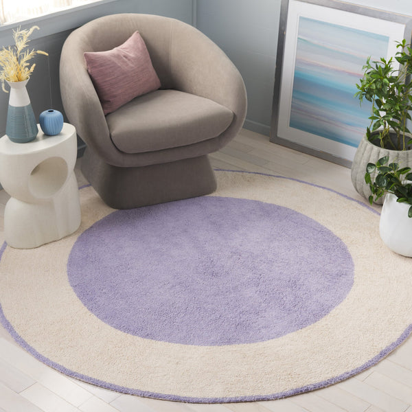 Safavieh Easy Care Artisan-crafted Area Rug - Sustainable Recycled Cotton, Hand-tufted Elegance For Home Ivory ,Lilac Recycled Cotton Ecr220v-3r