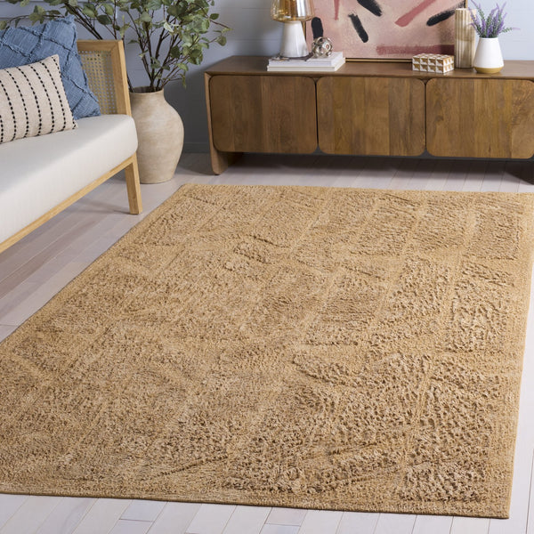 Safavieh Easy Care Sophisticated Medium Rectangle Area Rug - Elegant Geometric Design For Modern Spaces Light Brown Recycled Cotton Ecr223t-5