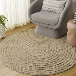 Safavieh Easy Care Round Area Rug – Luxurious Table Tufted Cotton, Eco-friendly, Plush, Modern Home Décor Beige Recycled Cotton Ecr228b-5r