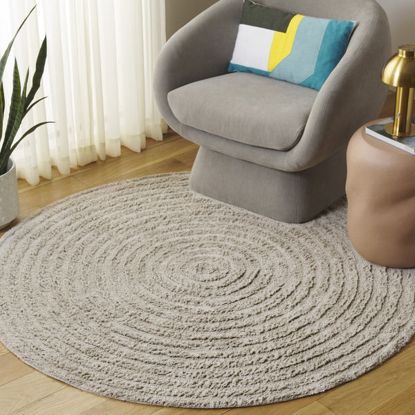 Safavieh Easy Care Round Area Rug – Luxurious Table Tufted Cotton, Eco-friendly, Plush, Modern Home Décor Grey Recycled Cotton Ecr228f-5r