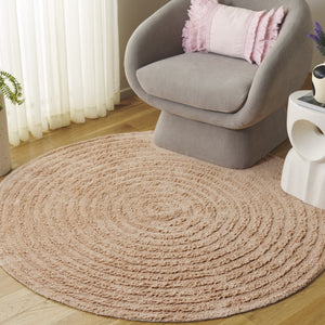Safavieh Easy Care Round Area Rug – Luxurious Table Tufted Cotton, Eco-friendly, Plush, Modern Home Décor Pink Recycled Cotton Ecr228u-5r