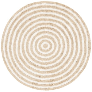 Safavieh Easy Care Round Area Rug - Eco-friendly Modern Design With Plush Pile Height For Luxurious Comfort Beige ,Ivory Recycled Cotton Ecr229b-3r