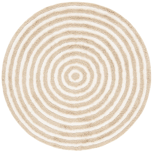 Safavieh Easy Care Round Area Rug - Eco-friendly Modern Design With Plush Pile Height For Luxurious Comfort Beige ,Ivory Recycled Cotton Ecr229b-3r