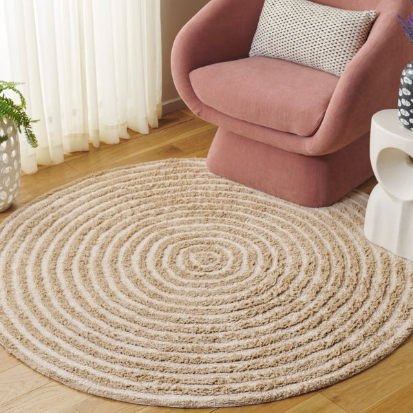 Safavieh Easy Care Modern Eco-friendly Area Rug - 5/8 Inch Plush Comfort For Stylish Living Spaces Beige ,Ivory Recycled Cotton Ecr229b-4r