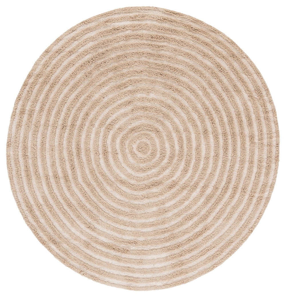 Safavieh Easy Care Round Area Rug - Eco-friendly Modern Design With Plush Pile Height For Luxurious Comfort Orange ,Ivory Recycled Cotton Ecr229p-3r