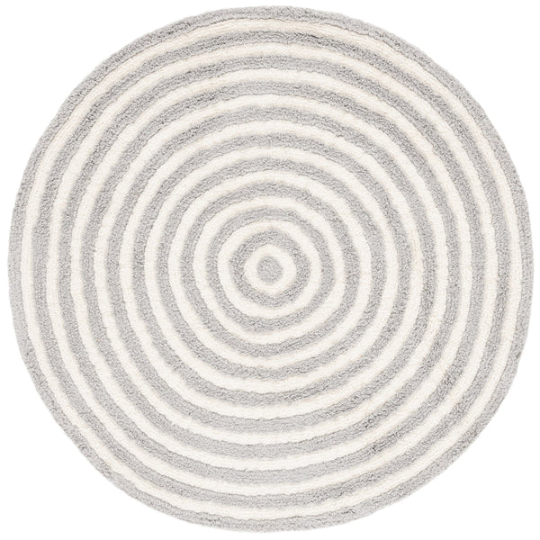 Safavieh Easy Care Round Area Rug - Eco-friendly Modern Design With Plush Pile Height For Luxurious Comfort Grey Recycled Cotton Ecr229m-3r