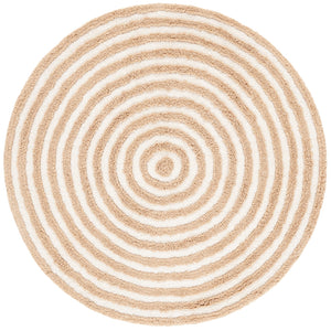 Safavieh Easy Care Round Area Rug - Eco-friendly Modern Design With Plush Pile Height For Luxurious Comfort Orange ,Ivory Recycled Cotton Ecr229p-3r