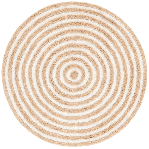 Safavieh Easy Care Round Area Rug - Eco-friendly Modern Design With Plush Pile Height For Luxurious Comfort Orange ,Ivory Recycled Cotton Ecr229p-3r